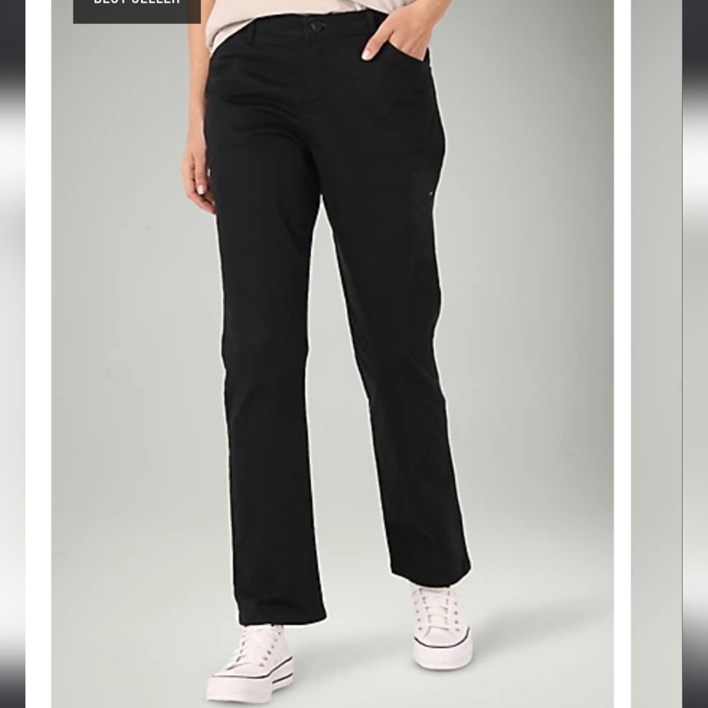 Lee Relaxed Fit Straight Leg Mid Rise Pants Women's 16 Medium Black